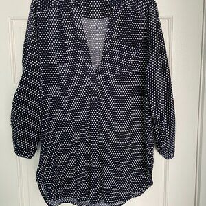 Market & Spruce Womens‎ Polka Dot Dress Shirt Top Blouse Sz L Small